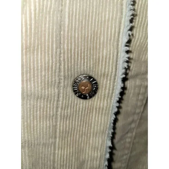 Finesse‎ Corduroy Sherpa Beige Snap Short Jacket Size Medium 90s Y2k Retro - Picture 3 of 16